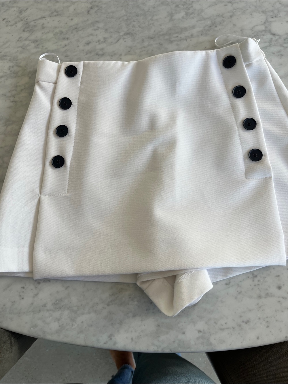 White Women's Button-Accent Skort Shorts